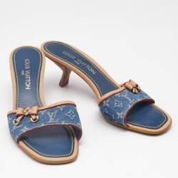 Pre Owned صندل سلايد لوي فيتون دينم مونوغرامي أزرق مقاس 40