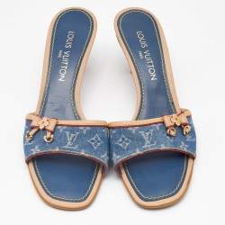 Pre Owned صندل سلايد لوي فيتون دينم مونوغرامي أزرق مقاس 40