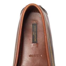 Pre Owned Louis Vuitton Brown Leather Oxford Slip On Loafers Size 36.5