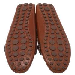 Pre Owned Louis Vuitton Ombre Brown Leather Oxford Zip Detail Loafers Size 39.5