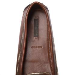 Pre Owned Louis Vuitton Ombre Brown Leather Oxford Zip Detail Loafers Size 39.5