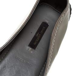 Pre Owned Louis Vuitton Grey Patent Leather Oxford Slip On Ballet Flat Size 39