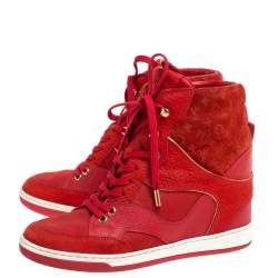 مملوكة مسبقًا حذاء رياضي  لوي فيتون نعل روكي ميلنيوم قماش نقش مونوغرامي وسويدي أسود مقاس 37.5