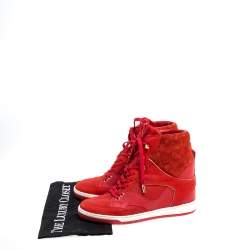 مملوكة مسبقًا حذاء رياضي لوي فيتون نعل روكي ميلنيوم قماش نقش مونوغرامي وسويدي أسود مقاس 37.5