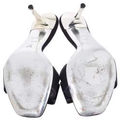 Pre Owned Louis Vuitton Black Canvas Love Bow Slide Sandals Size 37.5