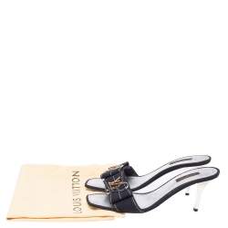 Pre Owned Louis Vuitton Black Canvas Love Bow Slide Sandals Size 37.5
