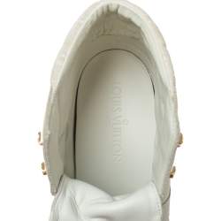 Pre Owned Louis Vuitton Off White Monogram Suede and Leather Cliff Top Sneakers Size 39