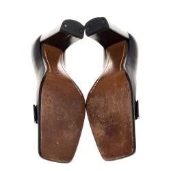 مملوكة مسبقًا حذاء كعب عالي لوي فيتون مقدمة مربعة جلد أسود مقاس 36