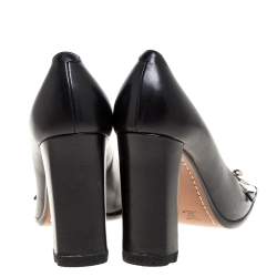 مملوكة مسبقًا حذاء كعب عالي لوي فيتون مقدمة مربعة جلد أسود مقاس 36