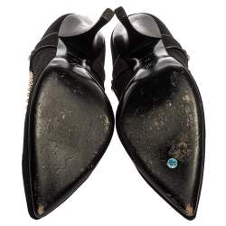 مملوكة مسبقًا حذاء كعب عالي لوي فيتون مقدمة مدببة مزخرف سلسلة سويدي أسود مقاس 39