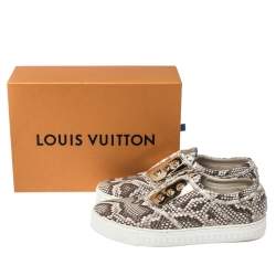 Louis Vuitton Beige/Brown Python Leather Slip On Sneakers Size 39