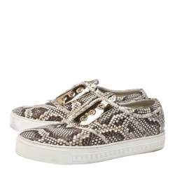 Louis Vuitton Beige/Brown Python Leather Slip On Sneakers Size 39