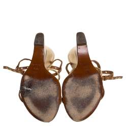 مملوكة مسبقًا Louis Vuitton Brown/Gold Leather Andalucia Wedge Sandals Size 36.5