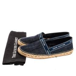 مملوكة مسبقًا Louis Vuitton Blue Denim Espadrille Slip on Sneakers Size 38.5