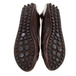 مملوكة مسبقًا Louis Vuitton Brown Leather Oxford Ballet Flats Size 39.5