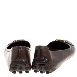 مملوكة مسبقًا Louis Vuitton Brown Leather Oxford Ballet Flats Size 39.5