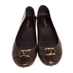 مملوكة مسبقًا Louis Vuitton Brown Leather Oxford Ballet Flats Size 39.5
