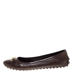 مملوكة مسبقًا Louis Vuitton Brown Leather Oxford Ballet Flats Size 39.5