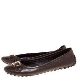 مملوكة مسبقًا Louis Vuitton Brown Leather Oxford Ballet Flats Size 39.5
