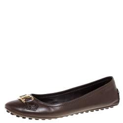 مملوكة مسبقًا Louis Vuitton Brown Leather Oxford Ballet Flats Size 39.5