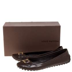 مملوكة مسبقًا Louis Vuitton Brown Leather Oxford Ballet Flats Size 39.5