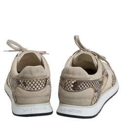 Louis Vuitton Beige Suede Leather And Python Trim Run Away Low Top Sneakers Size 39