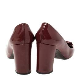 مملوكة مسبقًا Louis Vuitton Maroon Patent Leather Block Heel Square Toe Pumps Size 40