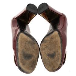 مملوكة مسبقًا Louis Vuitton Maroon Patent Leather Block Heel Square Toe Pumps Size 40