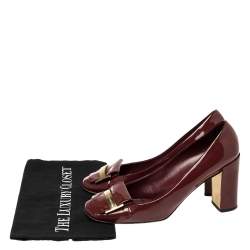مملوكة مسبقًا Louis Vuitton Maroon Patent Leather Block Heel Square Toe Pumps Size 40