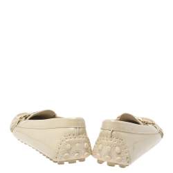Pre Owned Louis Vuitton Light Cream Patent Leather Oxford  Loafers Size 37