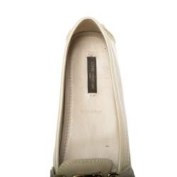 Pre Owned Louis Vuitton Light Cream Patent Leather Oxford  Loafers Size 37