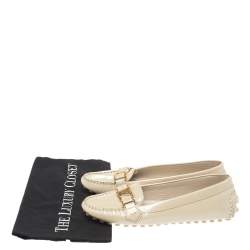 Pre Owned Louis Vuitton Light Cream Patent Leather Oxford  Loafers Size 37