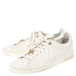 Louis Vuitton White Leather Frontrow Logo Embellished Lace Up Sneakers Size 38.5