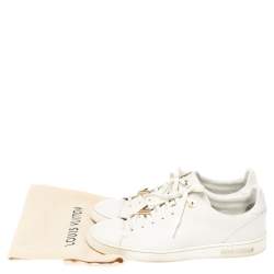 Louis Vuitton White Leather Frontrow Logo Embellished Lace Up Sneakers Size 38.5