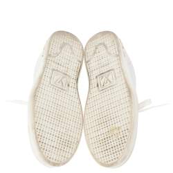 Louis Vuitton White Leather Frontrow Logo Embellished Lace Up Sneakers Size 38.5