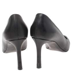 Pre Owned حذاء كعب عالي لوي فيتون "هارتبريكير" بمقدمة مدببة جلد أسود مقاس 38.5