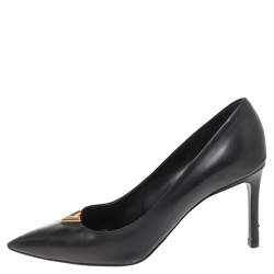 Pre Owned حذاء كعب عالي لوي فيتون "هارتبريكير" بمقدمة مدببة جلد أسود مقاس 38.5