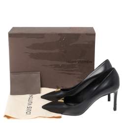 Pre Owned حذاء كعب عالي لوي فيتون "هارتبريكير" بمقدمة مدببة جلد أسود مقاس 38.5