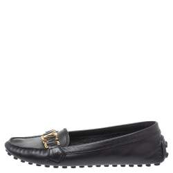 مملوكة مسبقًا Louis Vuitton Black Leather Monte Carlo Oxford Ballet Flats Size 37