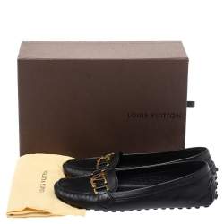 مملوكة مسبقًا Louis Vuitton Black Leather Monte Carlo Oxford Ballet Flats Size 37