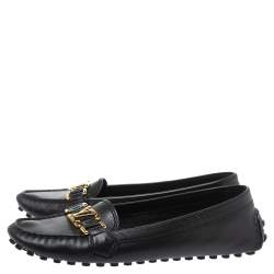 مملوكة مسبقًا Louis Vuitton Black Leather Monte Carlo Oxford Ballet Flats Size 37