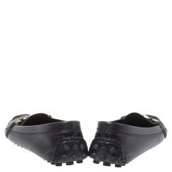 مملوكة مسبقًا Louis Vuitton Black Leather Monte Carlo Oxford Ballet Flats Size 37