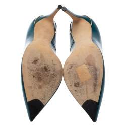 مملوكة مسبقًا Louis Vuitton Teal Blue Leather Eyeline Pointed Toe Pumps Size 40