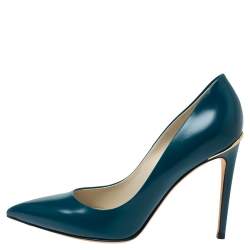 مملوكة مسبقًا Louis Vuitton Teal Blue Leather Eyeline Pointed Toe Pumps Size 40