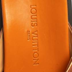 Pre Owned Louis Vuitton Bronze Leather Cross Strap Flat Sandals Size 40.5