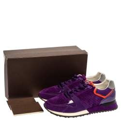 Pre Owned Louis Vuitton Purple Suede And Patent Leather Run Away Low Top Sneakers Size 39.5