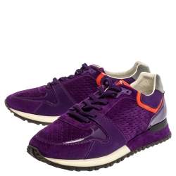 Pre Owned Louis Vuitton Purple Suede And Patent Leather Run Away Low Top Sneakers Size 39.5