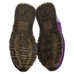 Pre Owned Louis Vuitton Purple Suede And Patent Leather Run Away Low Top Sneakers Size 39.5