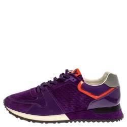 Pre Owned Louis Vuitton Purple Suede And Patent Leather Run Away Low Top Sneakers Size 39.5