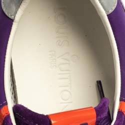 Pre Owned Louis Vuitton Purple Suede And Patent Leather Run Away Low Top Sneakers Size 39.5